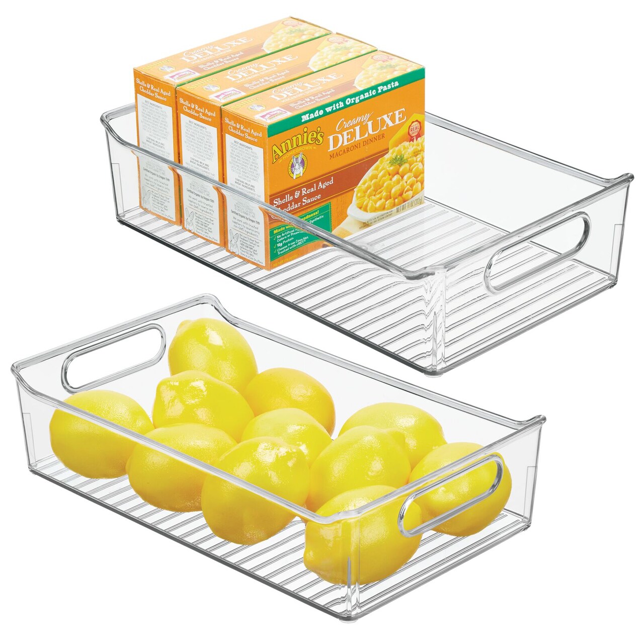 mDesign Wide Plastic Kitchen Pantry Cabinet Food Storage Bin, 2 Pack